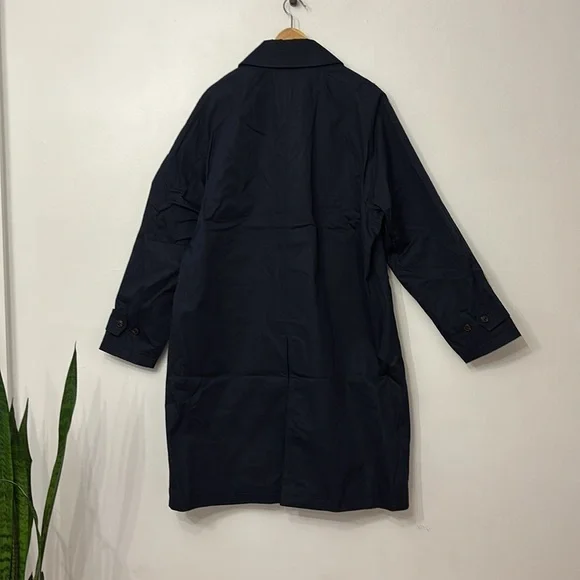 Mens JCrew Navy Blue Trench Coat Rivington car coat rain jacket size 38S - Picture 11 of 13